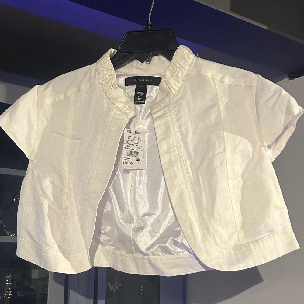 Ashley Stewart White Crop Bolero